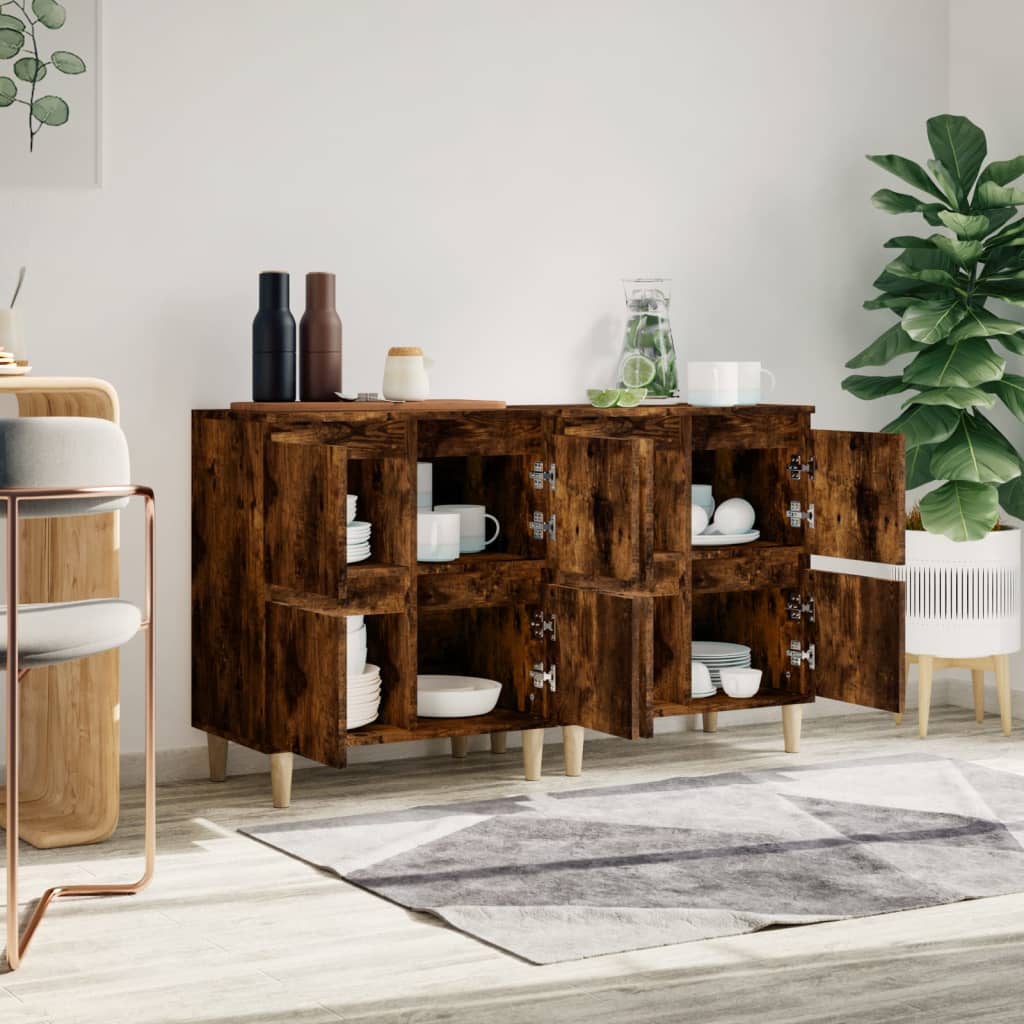 Dressoirs 2 st 60x35x70 cm bewerkt hout gerookt eikenkleurig is nu te koop bij PeponiXL, paradijselijk wonen!