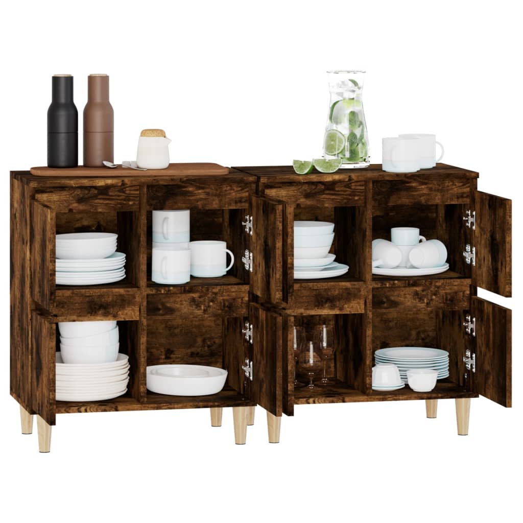 Dressoirs 2 st 60x35x70 cm bewerkt hout gerookt eikenkleurig is nu te koop bij PeponiXL, paradijselijk wonen!