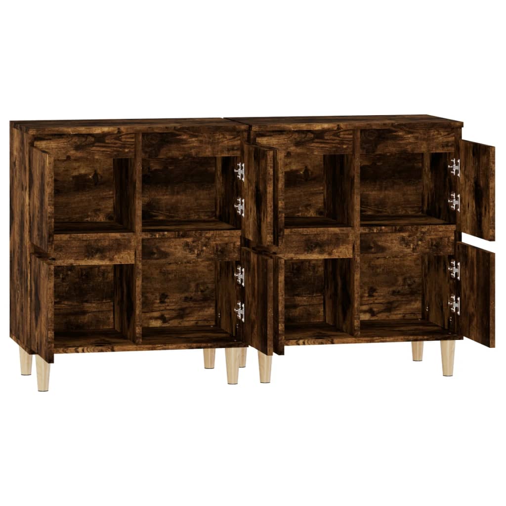 Dressoirs 2 st 60x35x70 cm bewerkt hout gerookt eikenkleurig is nu te koop bij PeponiXL, paradijselijk wonen!