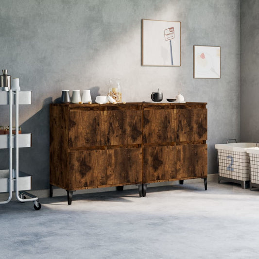 Dressoirs 2 st 60x35x70 cm bewerkt hout gerookt eikenkleurig is nu te koop bij PeponiXL, paradijselijk wonen!