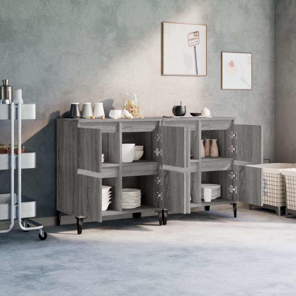 Dressoirs 2 st 60x35x70 cm bewerkt hout grijs sonoma eikenkleur is nu te koop bij PeponiXL, paradijselijk wonen!