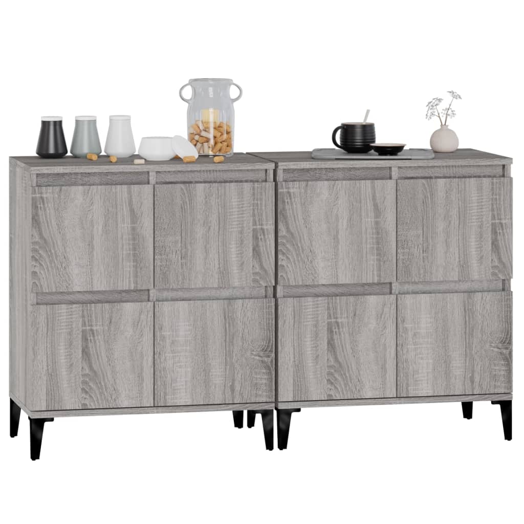 Dressoirs 2 st 60x35x70 cm bewerkt hout grijs sonoma eikenkleur is nu te koop bij PeponiXL, paradijselijk wonen!