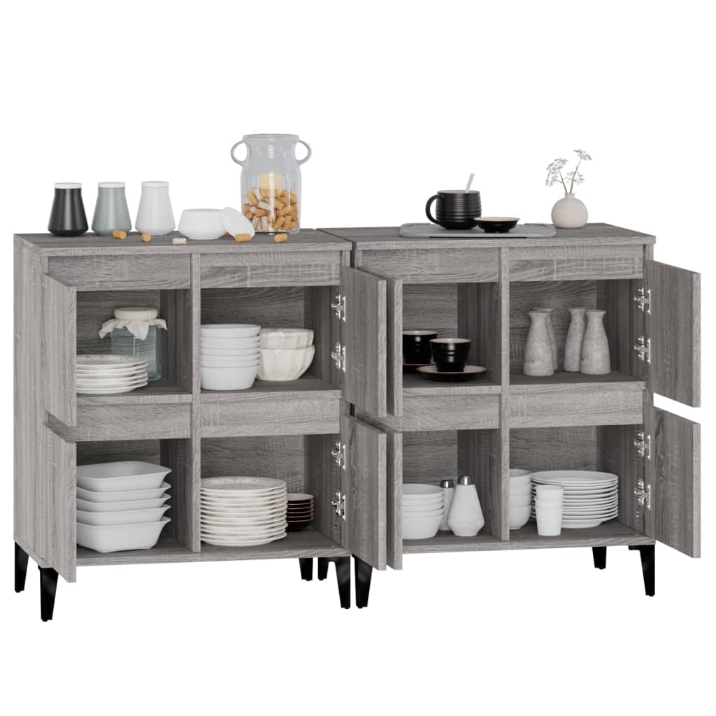 Dressoirs 2 st 60x35x70 cm bewerkt hout grijs sonoma eikenkleur is nu te koop bij PeponiXL, paradijselijk wonen!
