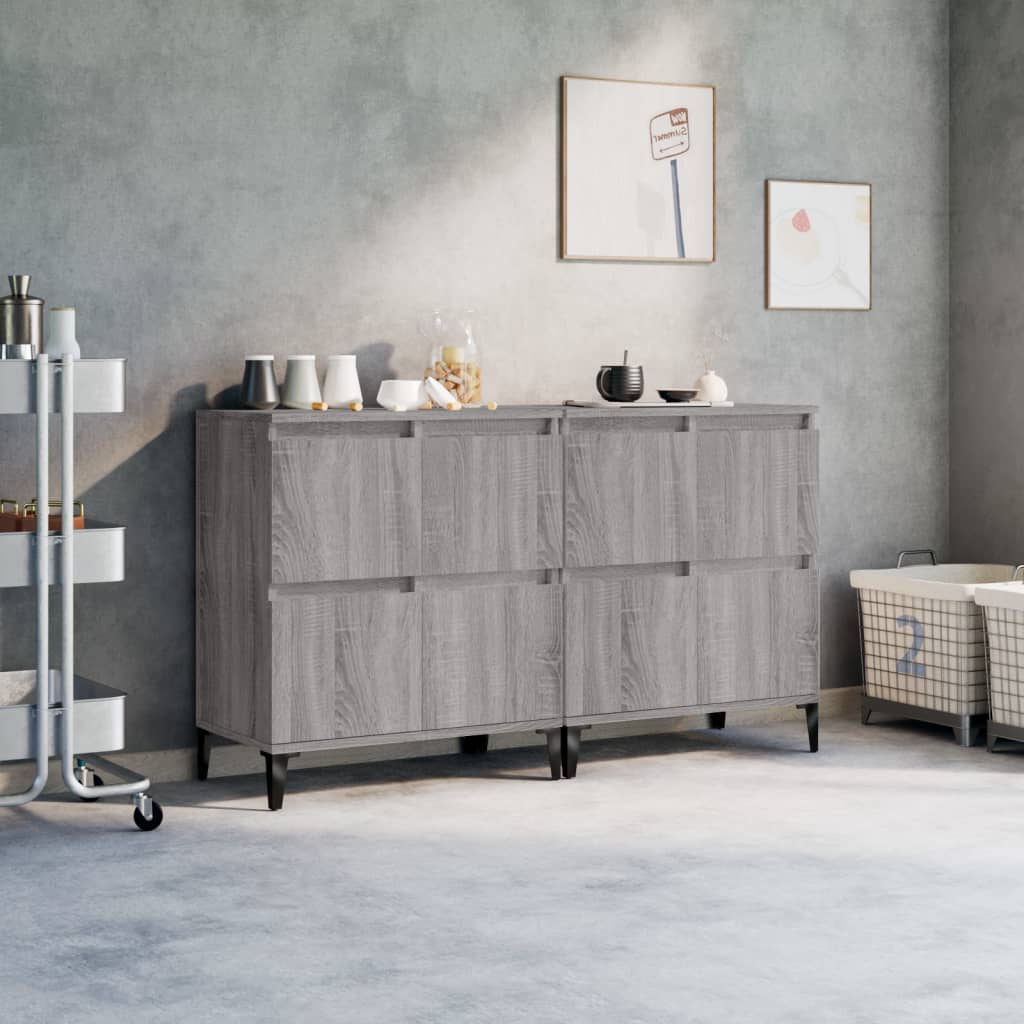 Dressoirs 2 st 60x35x70 cm bewerkt hout grijs sonoma eikenkleur is nu te koop bij PeponiXL, paradijselijk wonen!