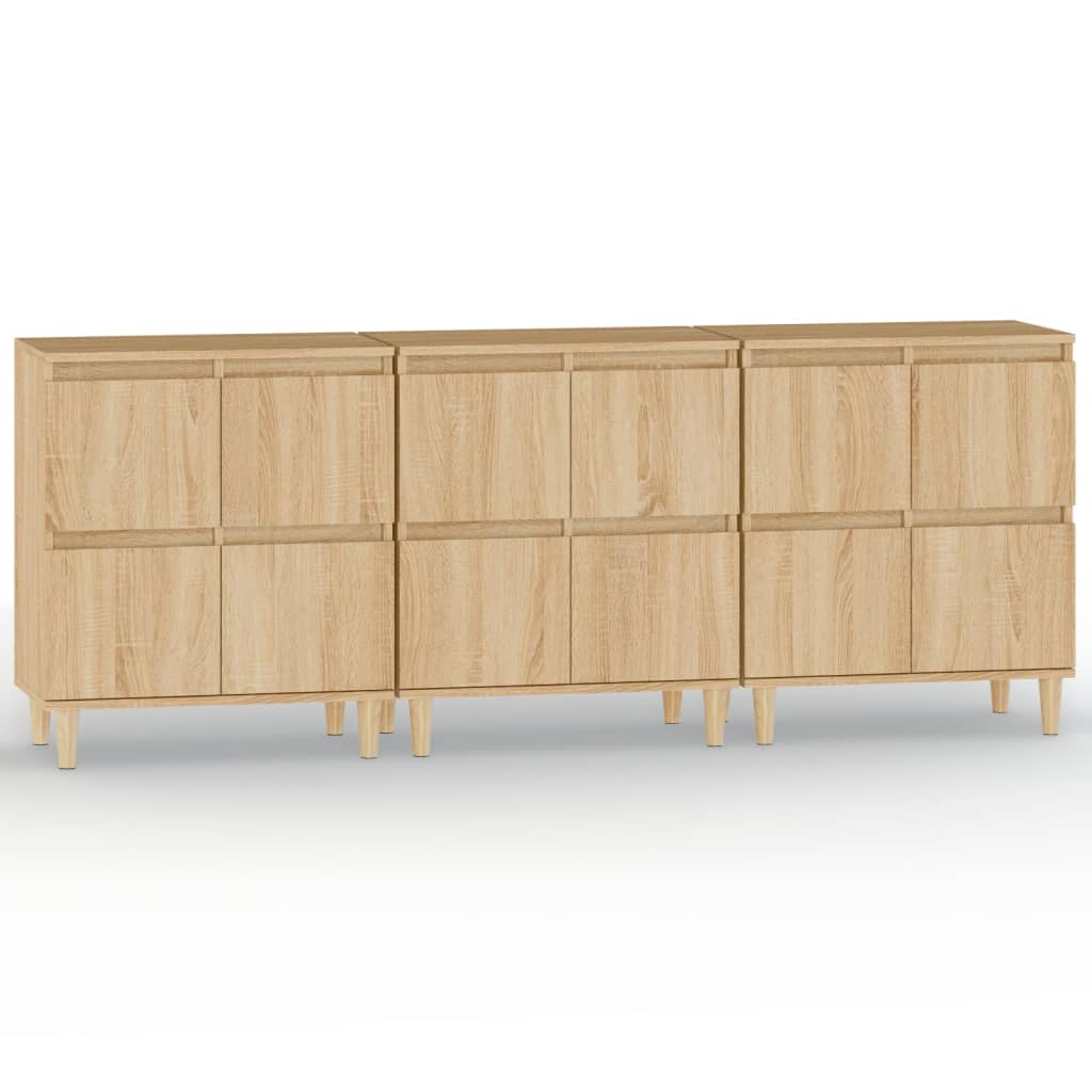 Dressoirs 3 st 60x35x70 cm bewerkt hout sonoma eikenkleurig is nu te koop bij PeponiXL, paradijselijk wonen!