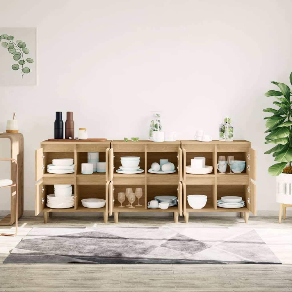Dressoirs 3 st 60x35x70 cm bewerkt hout sonoma eikenkleurig is nu te koop bij PeponiXL, paradijselijk wonen!