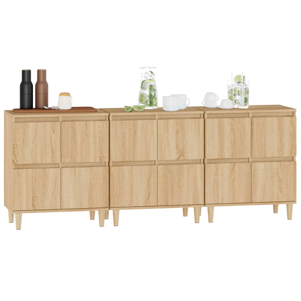 Dressoirs 3 st 60x35x70 cm bewerkt hout sonoma eikenkleurig is nu te koop bij PeponiXL, paradijselijk wonen!