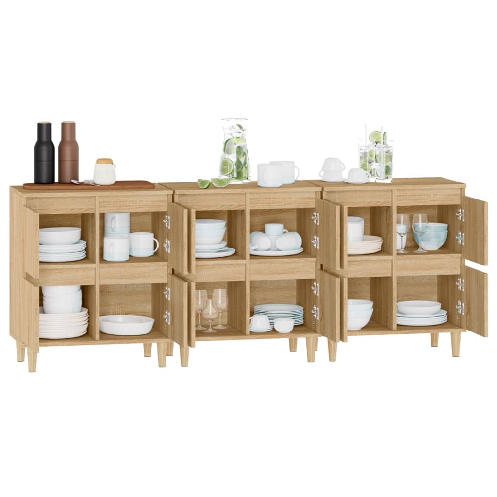 Dressoirs 3 st 60x35x70 cm bewerkt hout sonoma eikenkleurig is nu te koop bij PeponiXL, paradijselijk wonen!