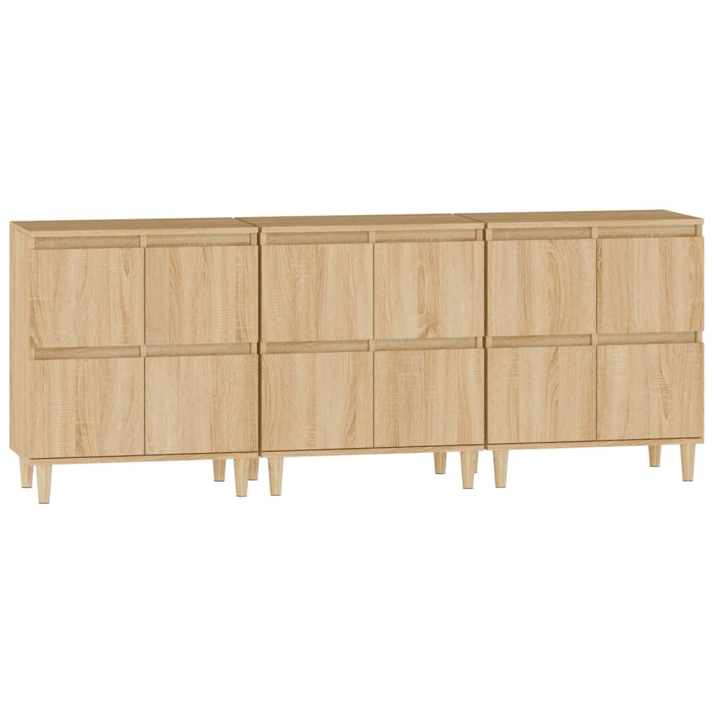 Dressoirs 3 st 60x35x70 cm bewerkt hout sonoma eikenkleurig is nu te koop bij PeponiXL, paradijselijk wonen!