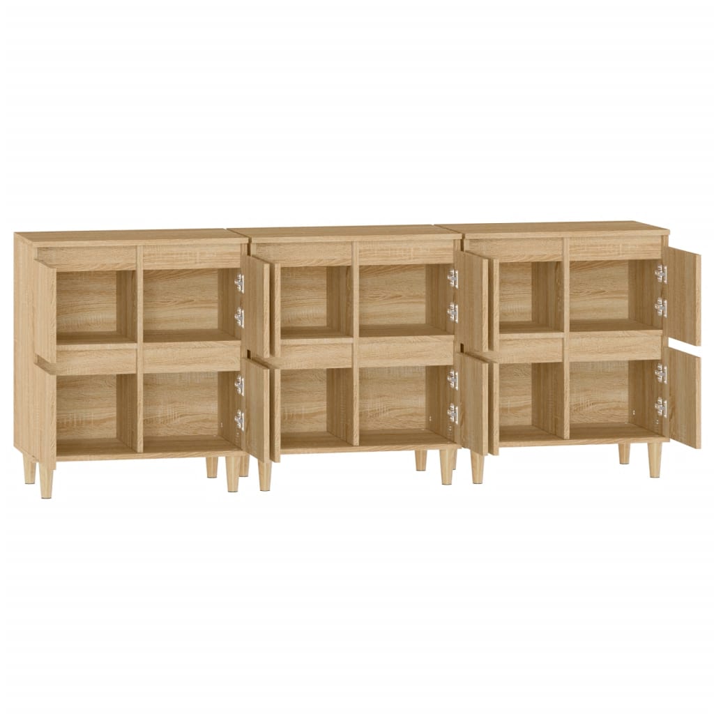 Dressoirs 3 st 60x35x70 cm bewerkt hout sonoma eikenkleurig is nu te koop bij PeponiXL, paradijselijk wonen!