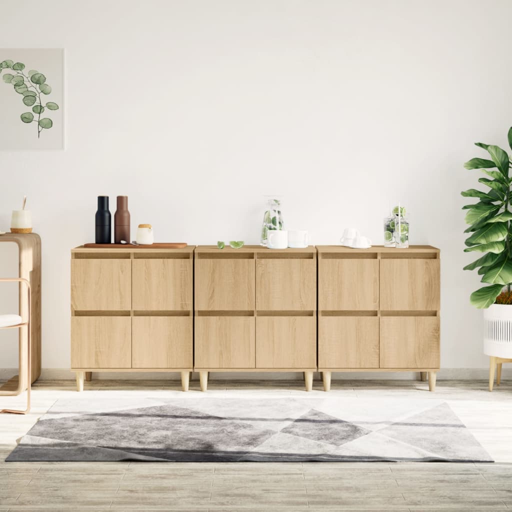 Dressoirs 3 st 60x35x70 cm bewerkt hout sonoma eikenkleurig is nu te koop bij PeponiXL, paradijselijk wonen!