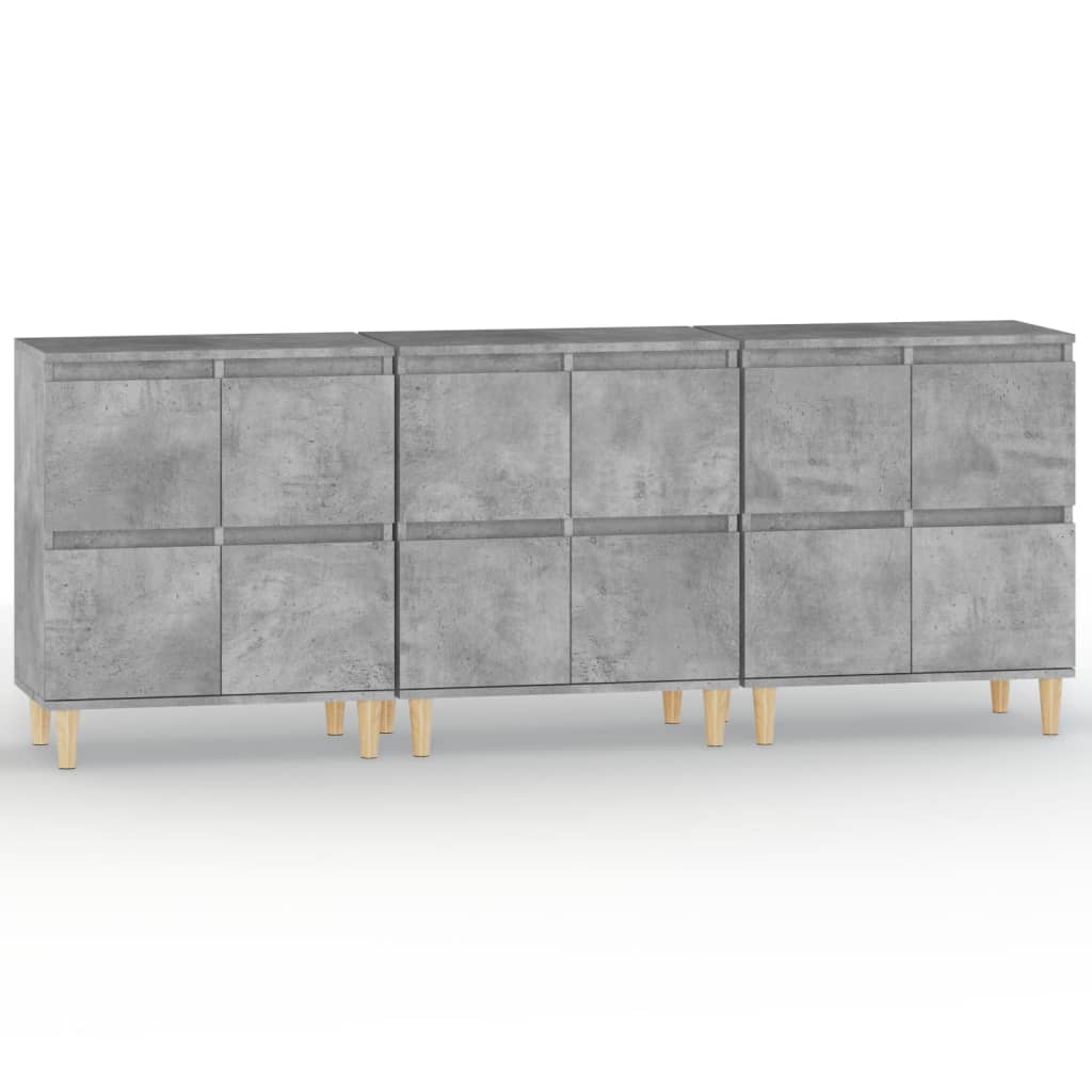 Dressoirs 3 st 60x35x70 cm bewerkt hout betongrijs is nu te koop bij PeponiXL, paradijselijk wonen!