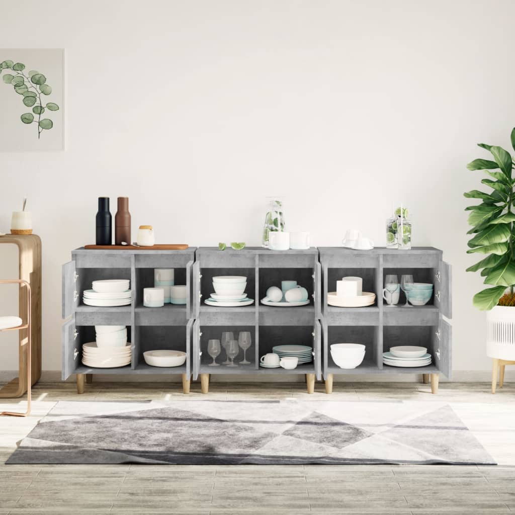 Dressoirs 3 st 60x35x70 cm bewerkt hout betongrijs is nu te koop bij PeponiXL, paradijselijk wonen!