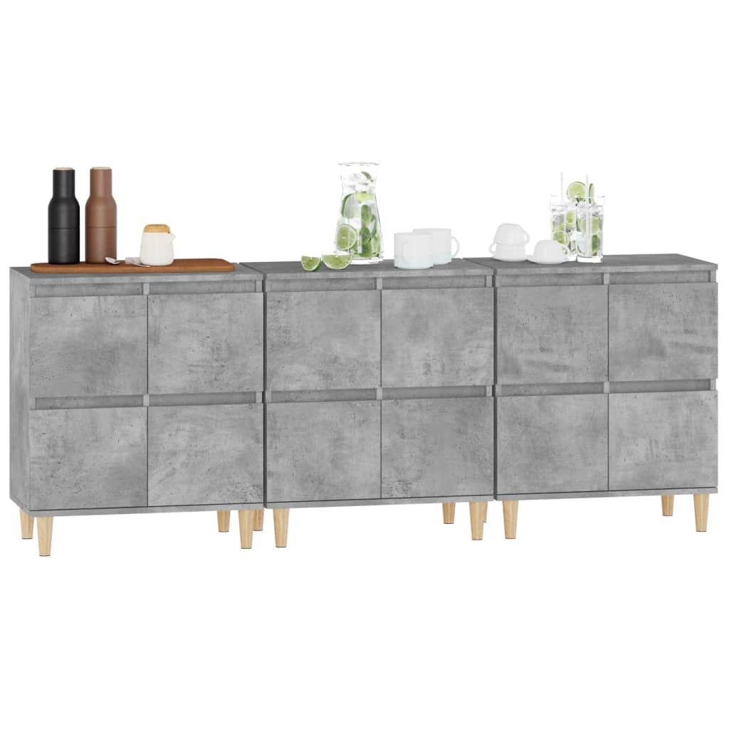 Dressoirs 3 st 60x35x70 cm bewerkt hout betongrijs is nu te koop bij PeponiXL, paradijselijk wonen!