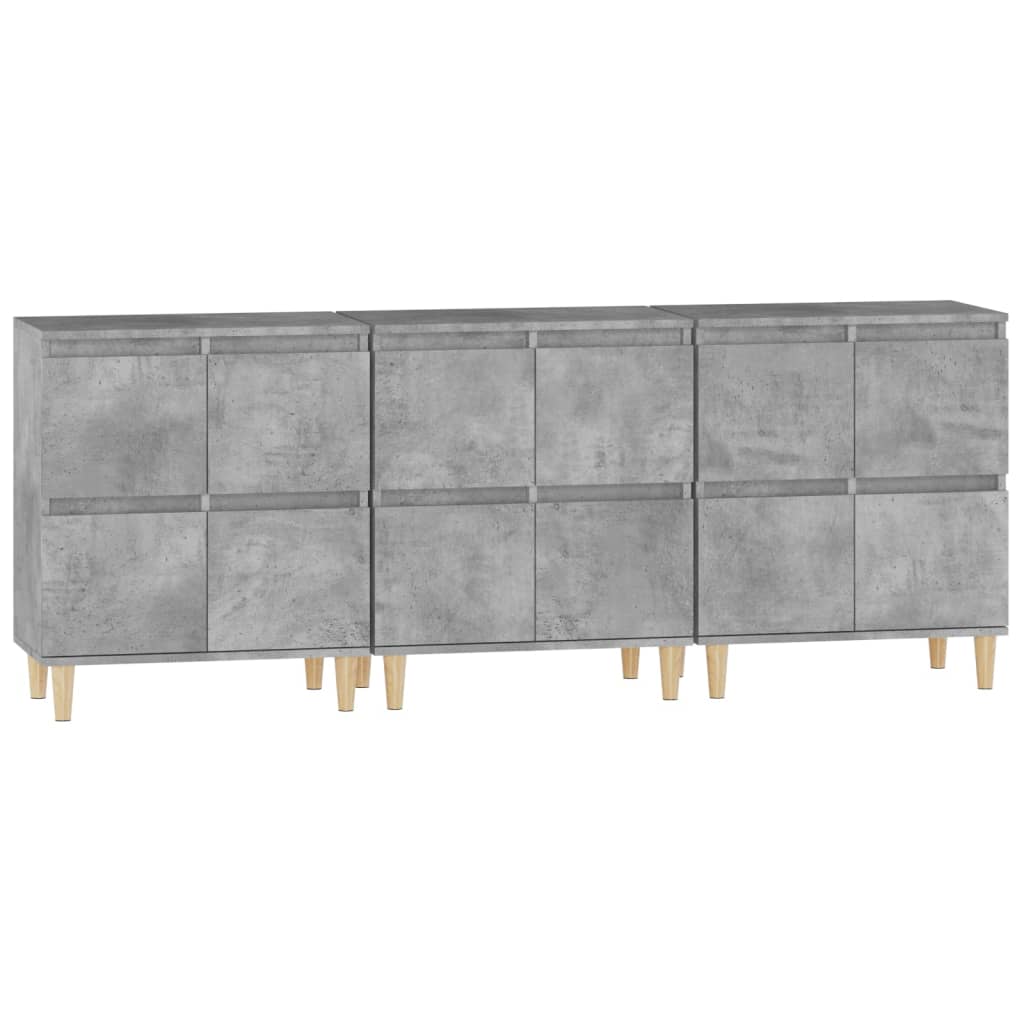 Dressoirs 3 st 60x35x70 cm bewerkt hout betongrijs is nu te koop bij PeponiXL, paradijselijk wonen!