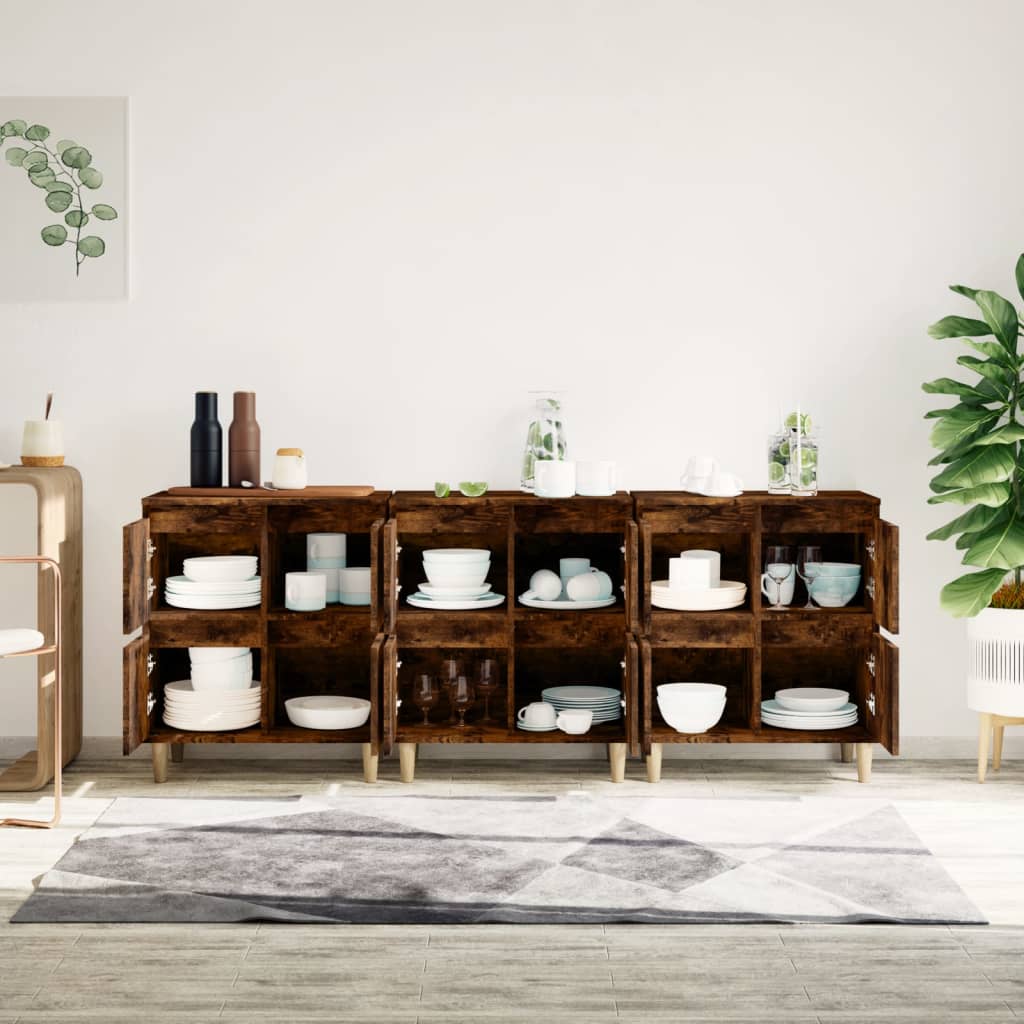 Dressoirs 3 st 60x35x70 cm bewerkt hout gerookt eikenkleurig is nu te koop bij PeponiXL, paradijselijk wonen!