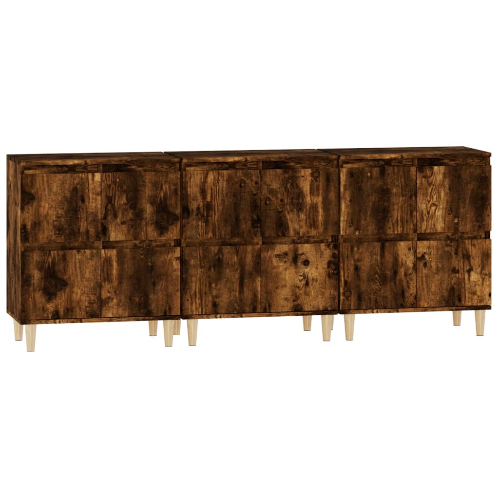 Dressoirs 3 st 60x35x70 cm bewerkt hout gerookt eikenkleurig is nu te koop bij PeponiXL, paradijselijk wonen!