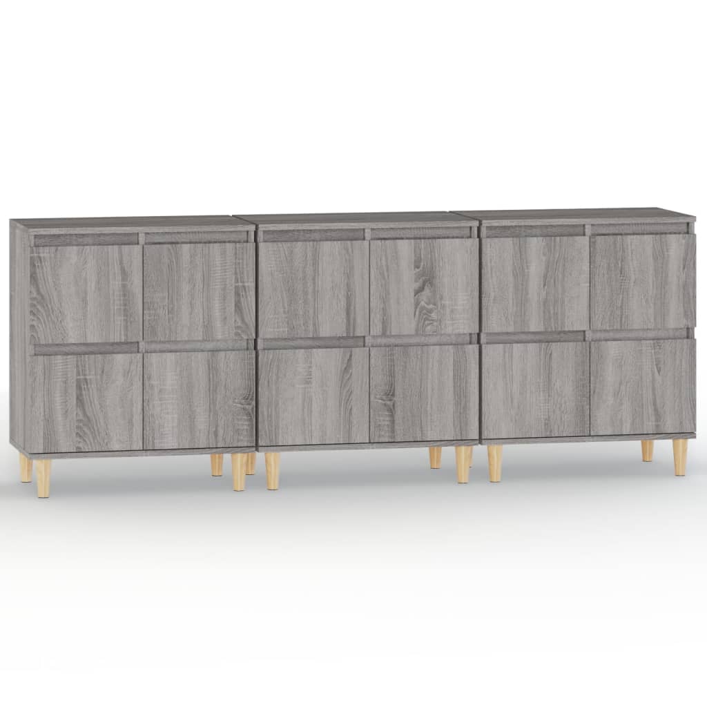 Dressoirs 3 st 60x35x70 cm bewerkt hout grijs sonoma eikenkleur is nu te koop bij PeponiXL, paradijselijk wonen!