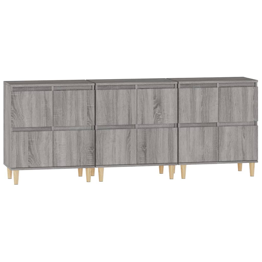 Dressoirs 3 st 60x35x70 cm bewerkt hout grijs sonoma eikenkleur is nu te koop bij PeponiXL, paradijselijk wonen!
