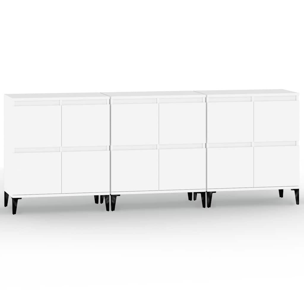 Dressoirs 3 st 60x35x70 cm bewerkt hout wit is nu te koop bij PeponiXL, paradijselijk wonen!