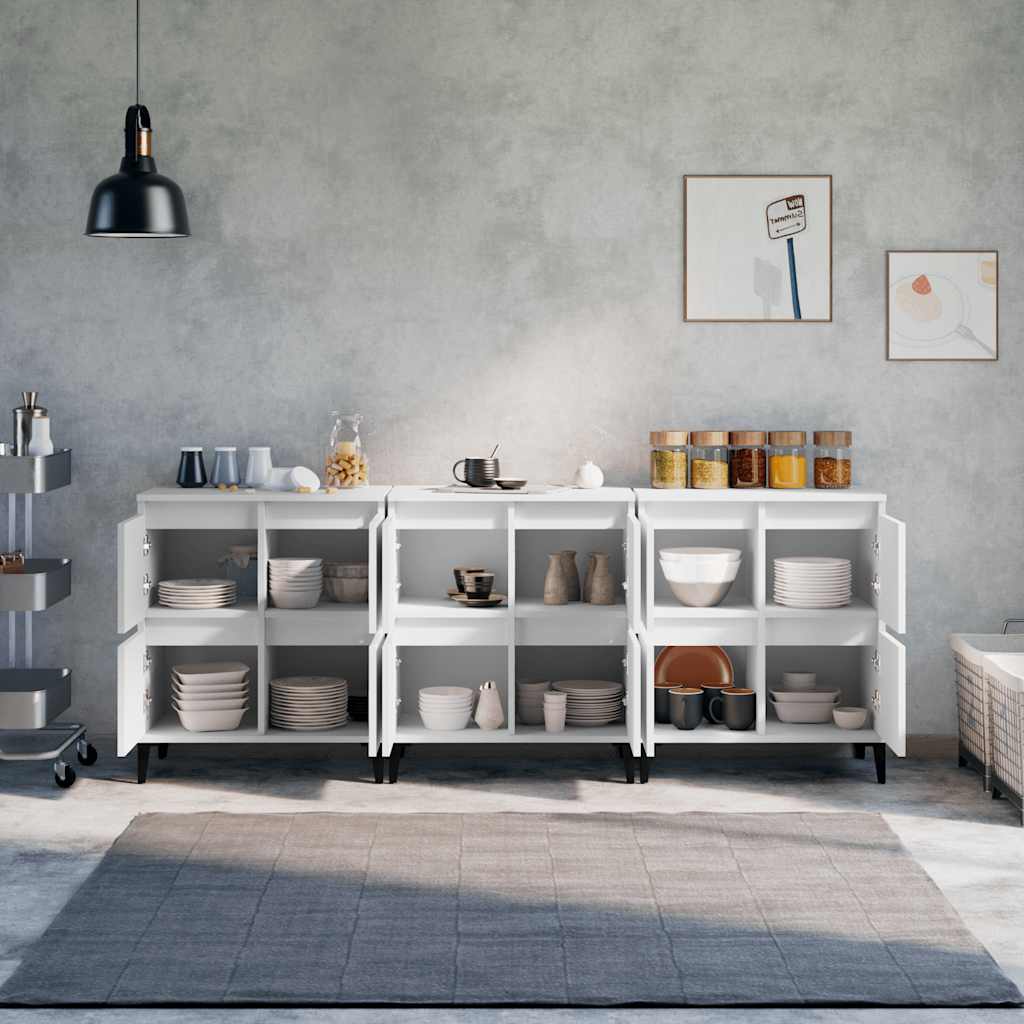Dressoirs 3 st 60x35x70 cm bewerkt hout wit is nu te koop bij PeponiXL, paradijselijk wonen!