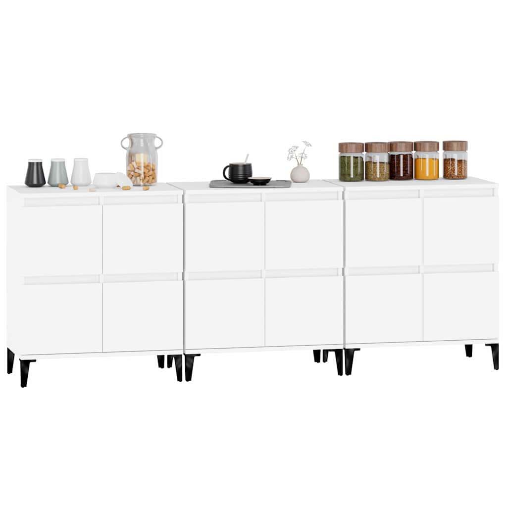 Dressoirs 3 st 60x35x70 cm bewerkt hout wit is nu te koop bij PeponiXL, paradijselijk wonen!