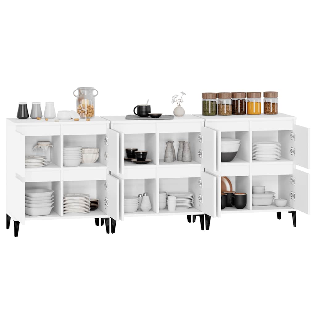 Dressoirs 3 st 60x35x70 cm bewerkt hout wit is nu te koop bij PeponiXL, paradijselijk wonen!