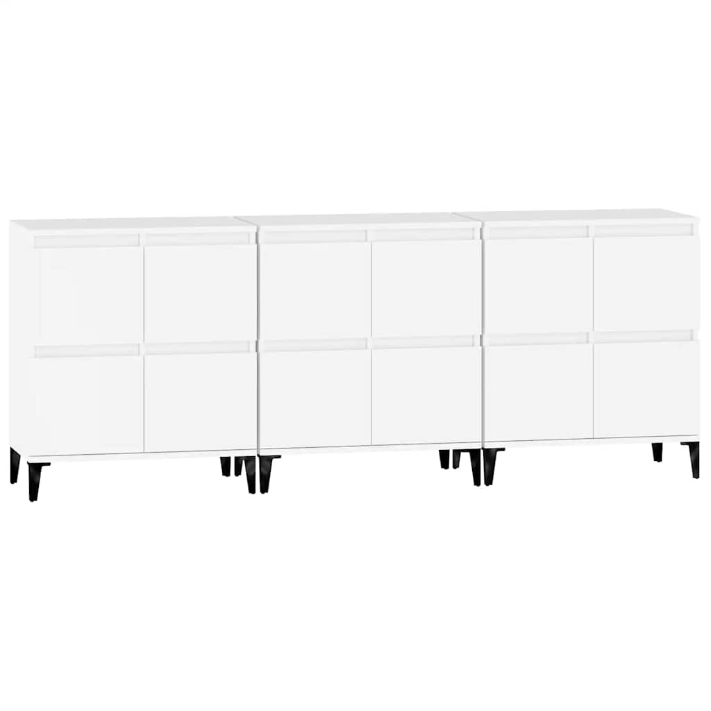 Dressoirs 3 st 60x35x70 cm bewerkt hout wit is nu te koop bij PeponiXL, paradijselijk wonen!