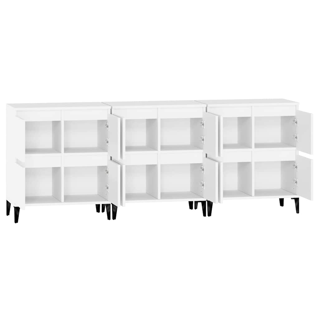 Dressoirs 3 st 60x35x70 cm bewerkt hout wit is nu te koop bij PeponiXL, paradijselijk wonen!