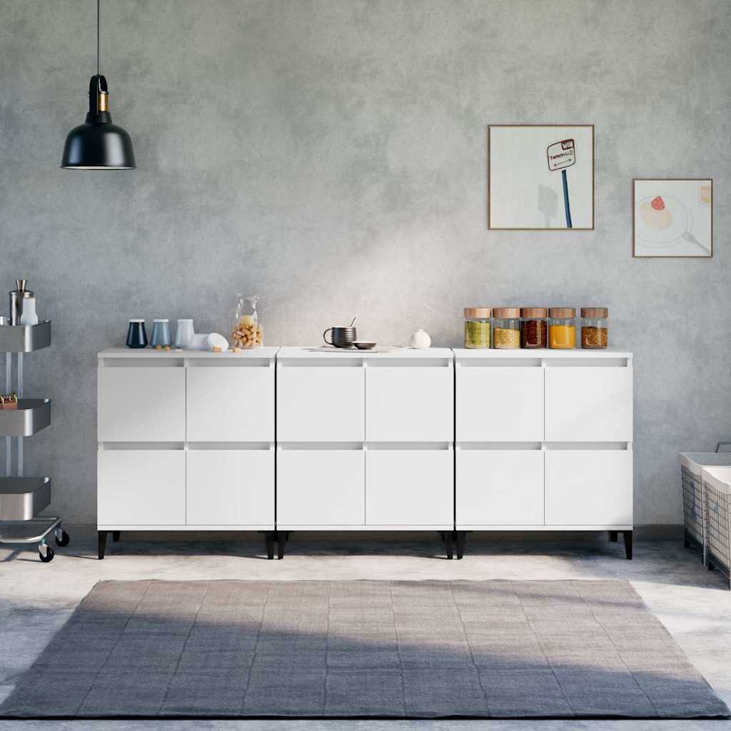 Dressoirs 3 st 60x35x70 cm bewerkt hout wit is nu te koop bij PeponiXL, paradijselijk wonen!