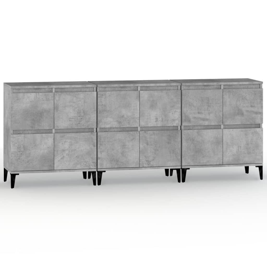 Dressoirs 3 st 60x35x70 cm bewerkt hout betongrijs is nu te koop bij PeponiXL, paradijselijk wonen!