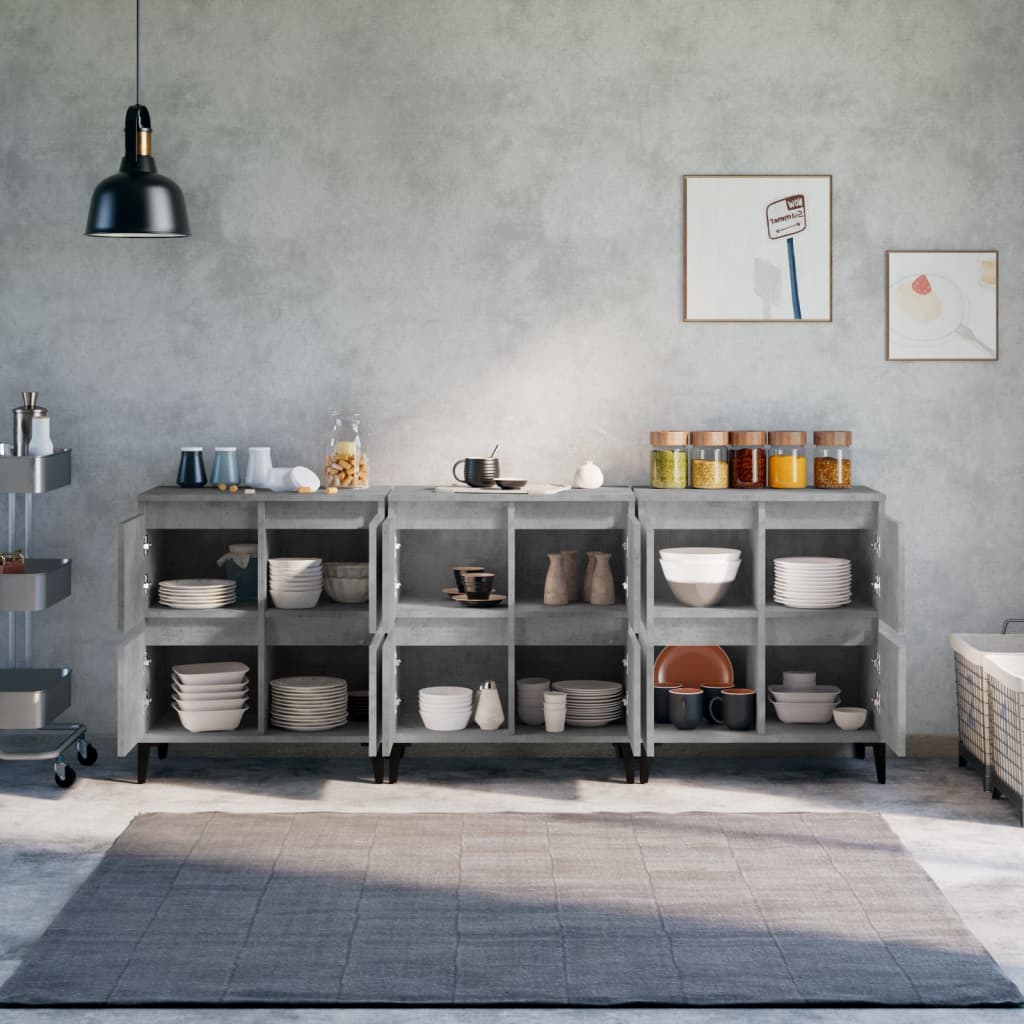 Dressoirs 3 st 60x35x70 cm bewerkt hout betongrijs is nu te koop bij PeponiXL, paradijselijk wonen!