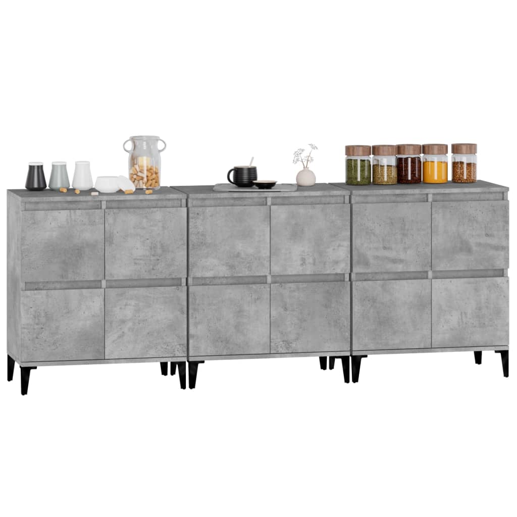 Dressoirs 3 st 60x35x70 cm bewerkt hout betongrijs is nu te koop bij PeponiXL, paradijselijk wonen!