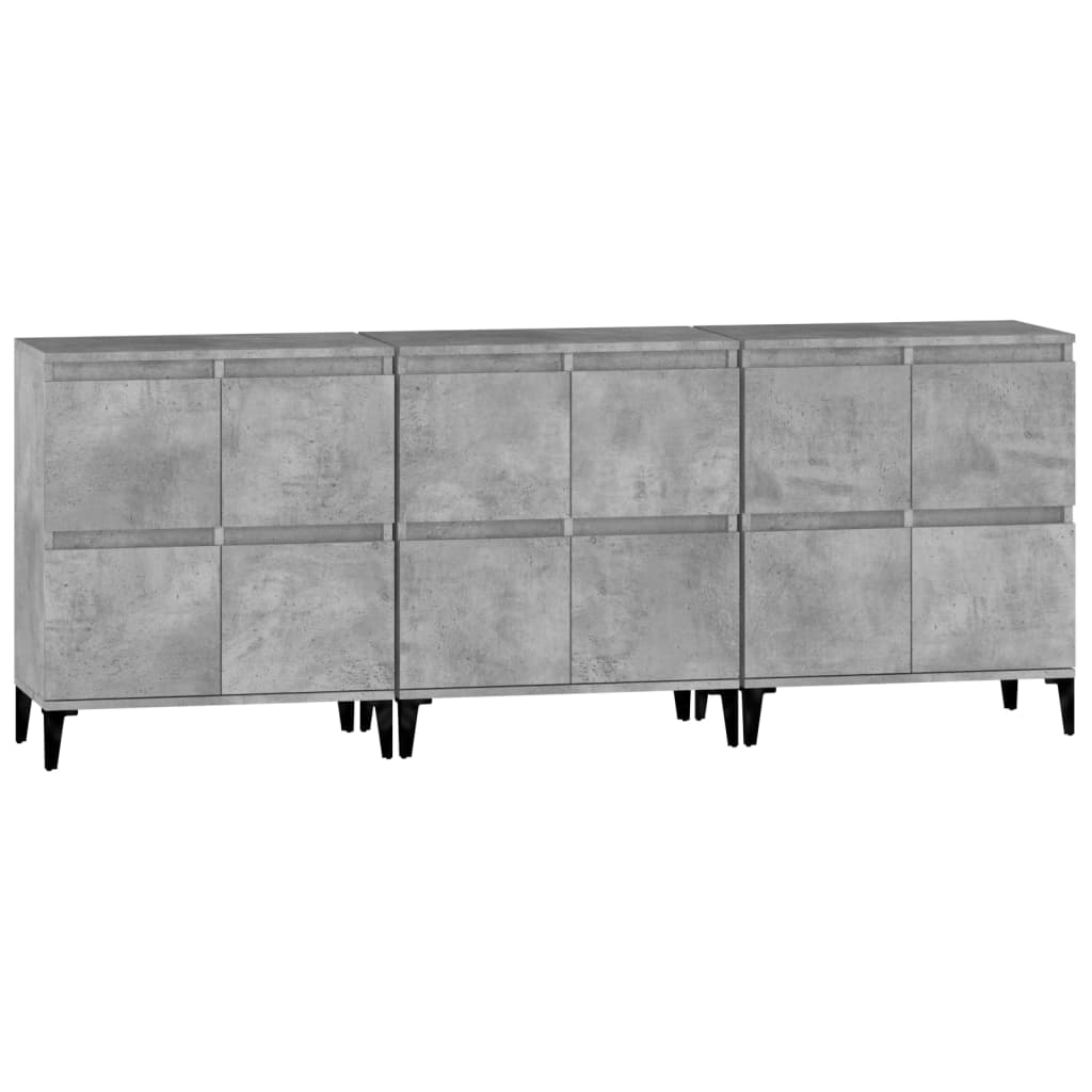 Dressoirs 3 st 60x35x70 cm bewerkt hout betongrijs is nu te koop bij PeponiXL, paradijselijk wonen!