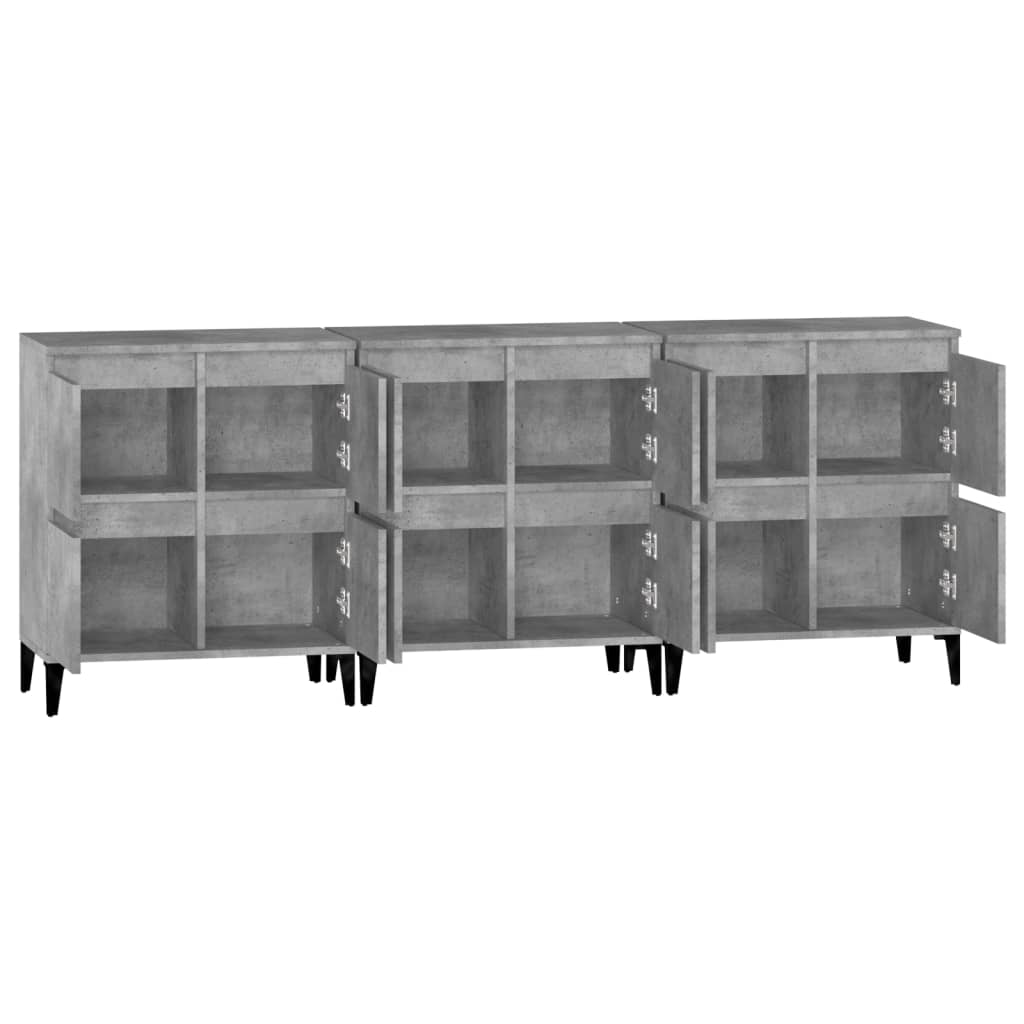 Dressoirs 3 st 60x35x70 cm bewerkt hout betongrijs is nu te koop bij PeponiXL, paradijselijk wonen!