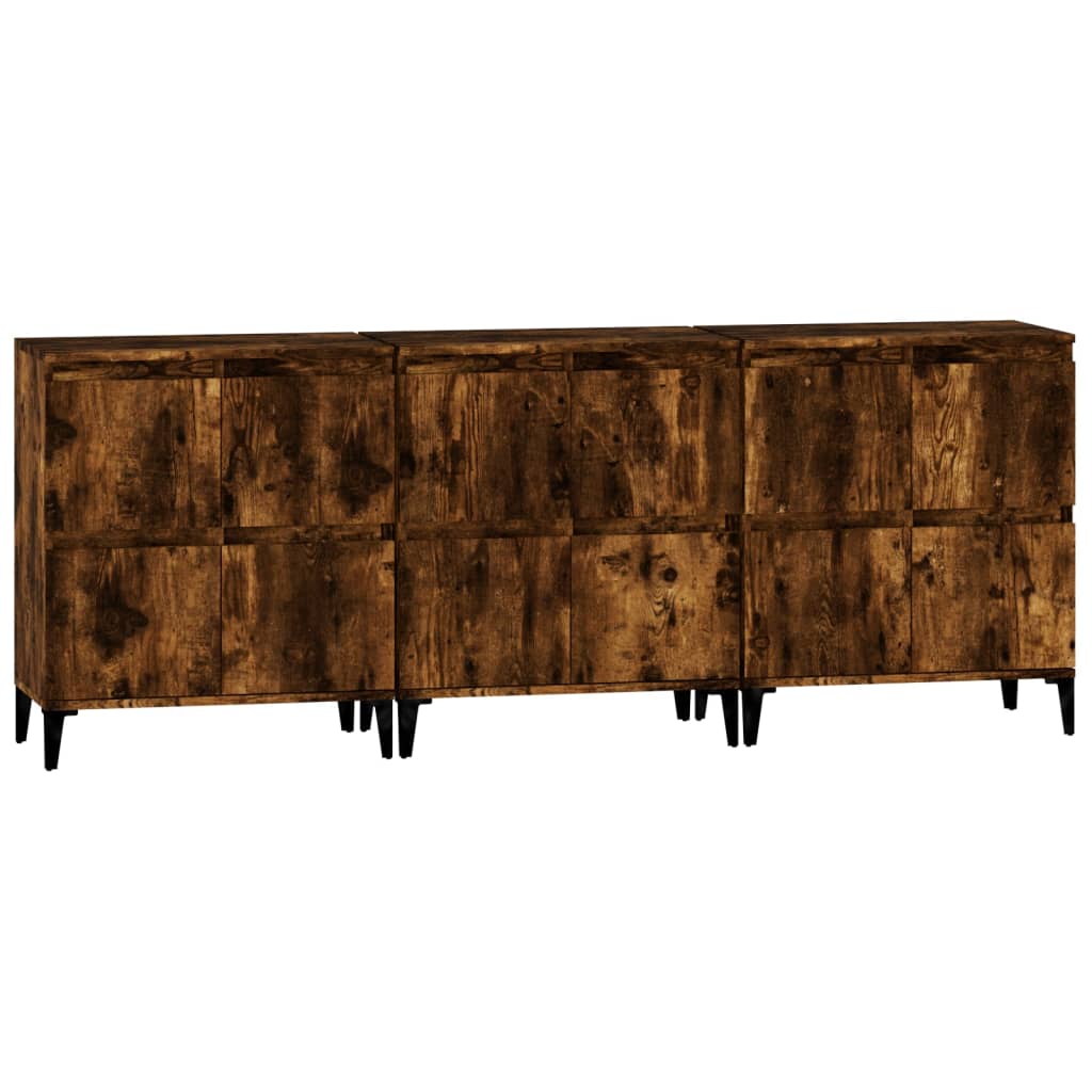Dressoirs 3 st 60x35x70 cm bewerkt hout gerookt eikenkleurig is nu te koop bij PeponiXL, paradijselijk wonen!