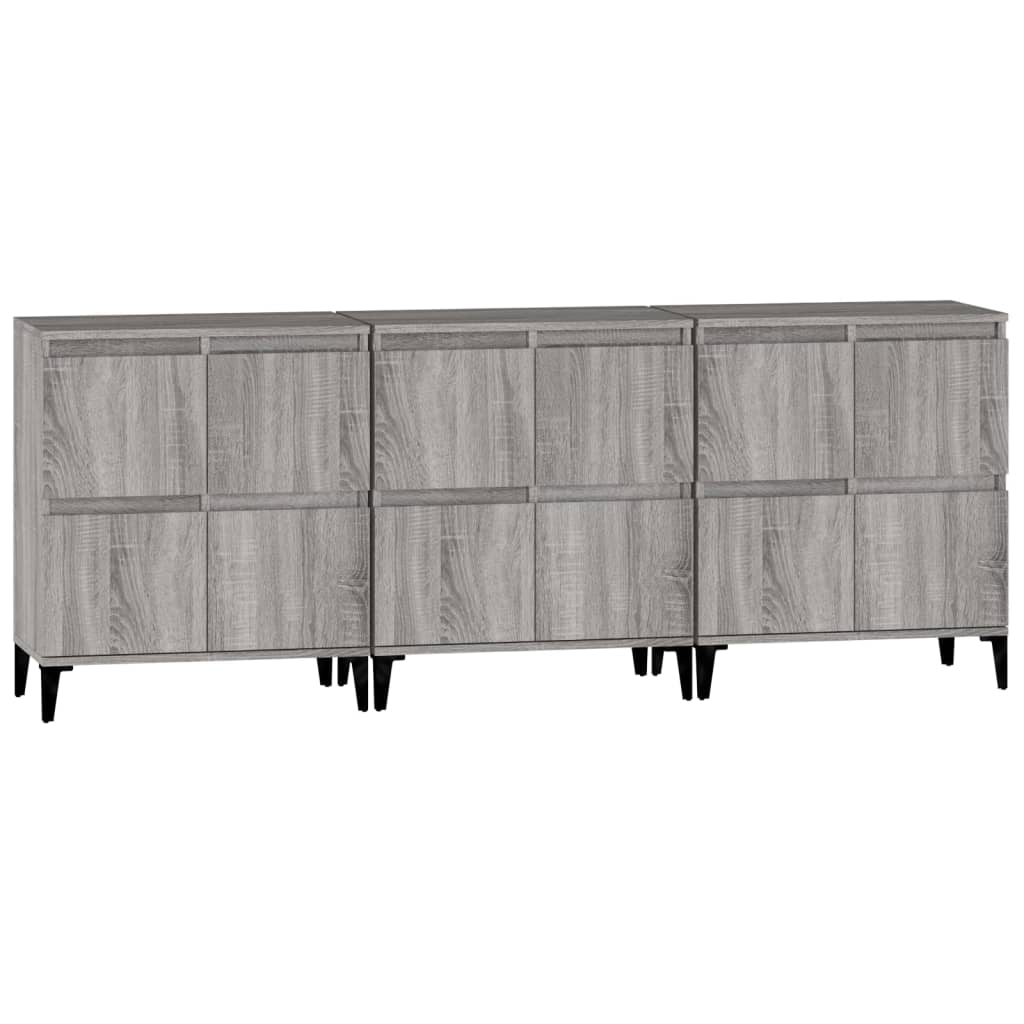 Dressoirs 3 st 60x35x70 cm bewerkt hout grijs sonoma eikenkleur is nu te koop bij PeponiXL, paradijselijk wonen!
