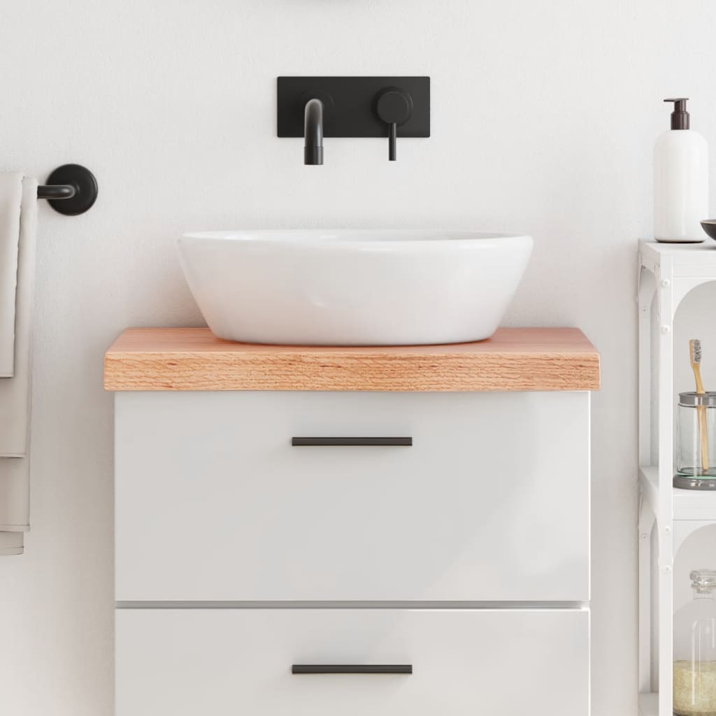 Wastafelblad 60x30x(2-6) cm behandeld massief hout lichtbruin is nu te koop bij PeponiXL, paradijselijk wonen!