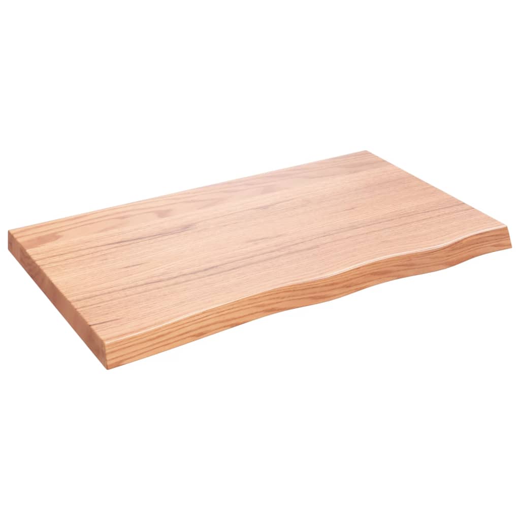 Wastafelblad 100x60x(2-6) cm behandeld massief hout lichtbruin is nu te koop bij PeponiXL, paradijselijk wonen!