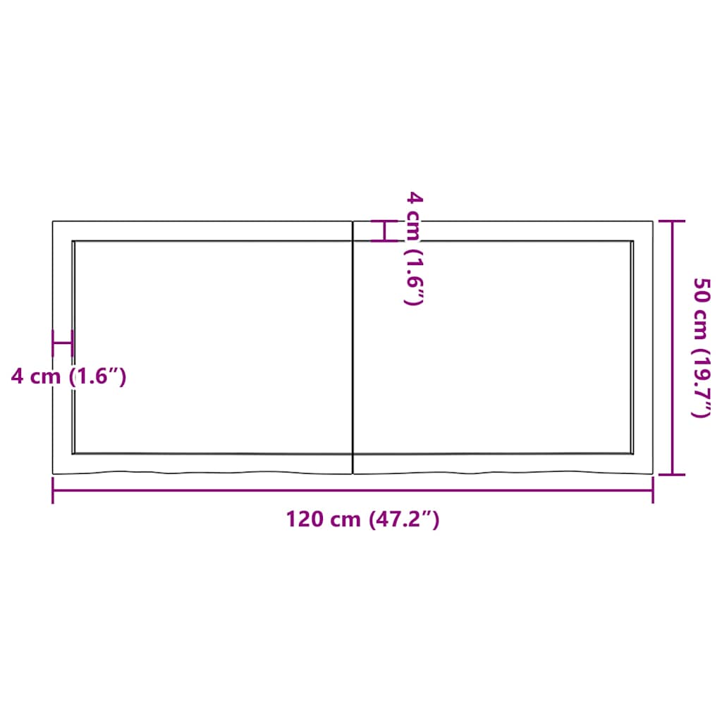 Wastafelblad 120x50x(2-6) cm behandeld massief hout lichtbruin is nu te koop bij PeponiXL, paradijselijk wonen!