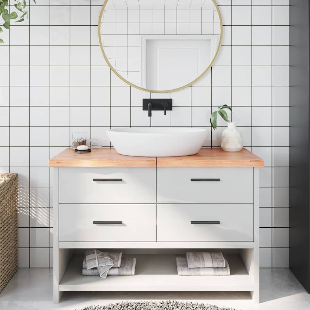 Wastafelblad 120x60x(2-4) cm behandeld massief hout lichtbruin is nu te koop bij PeponiXL, paradijselijk wonen!