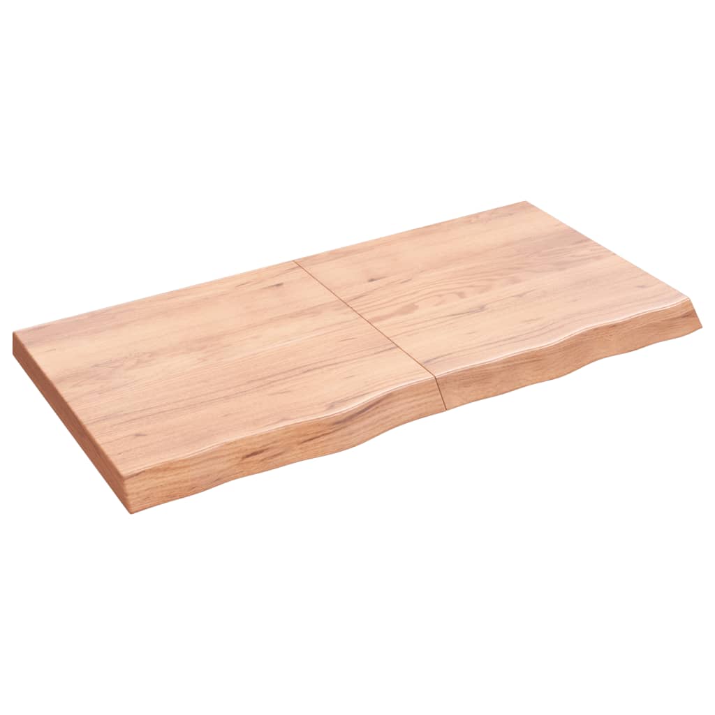 Wastafelblad 120x60x(2-6) cm behandeld massief hout lichtbruin is nu te koop bij PeponiXL, paradijselijk wonen!