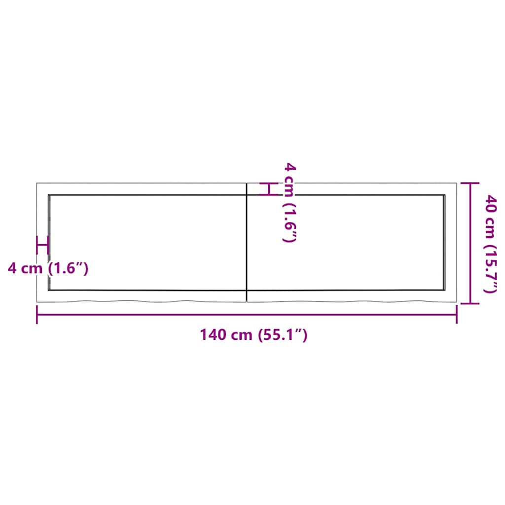 Wastafelblad 140x40x(2-4) cm behandeld massief hout lichtbruin is nu te koop bij PeponiXL, paradijselijk wonen!