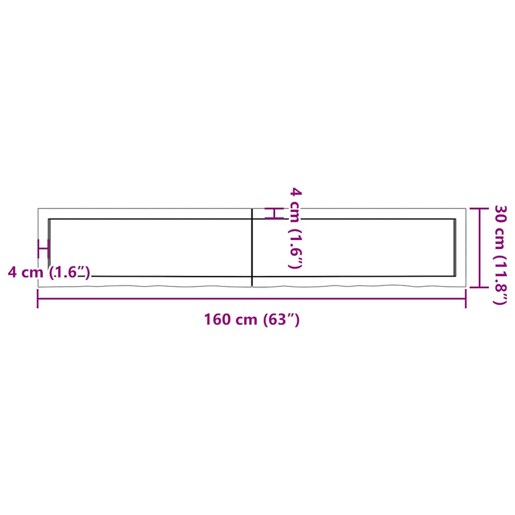 Wastafelblad 160x30x(2-4) cm behandeld massief hout lichtbruin is nu te koop bij PeponiXL, paradijselijk wonen!