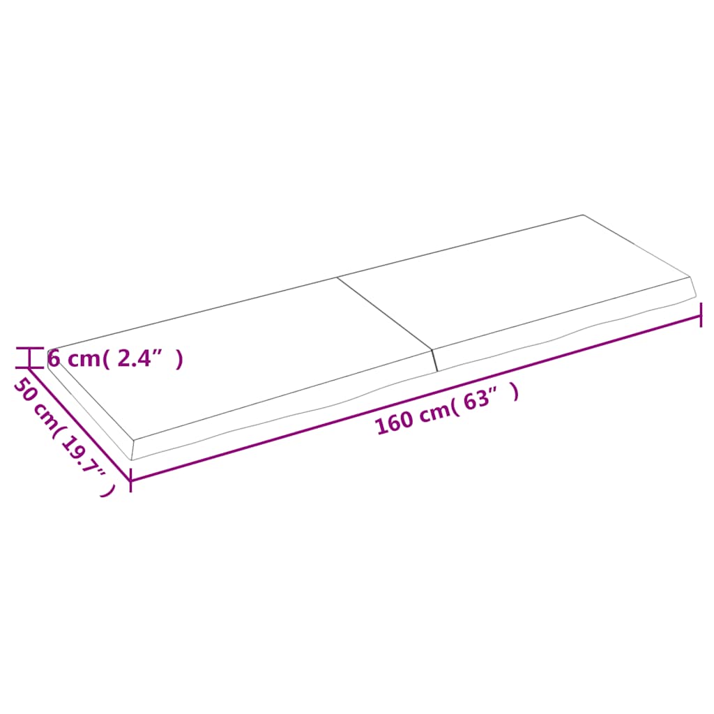 Wastafelblad 160x50x(2-6) cm behandeld massief hout lichtbruin is nu te koop bij PeponiXL, paradijselijk wonen!