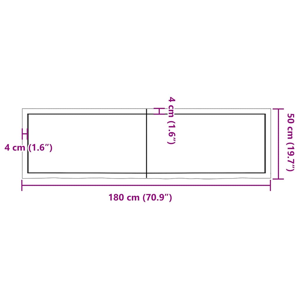Wastafelblad 180x50x(2-4) cm behandeld massief hout lichtbruin is nu te koop bij PeponiXL, paradijselijk wonen!