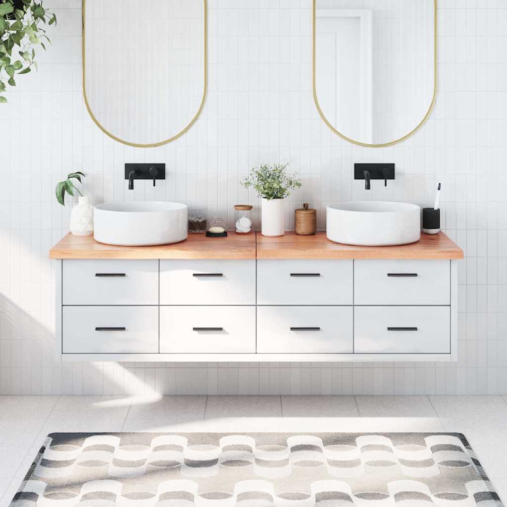 Wastafelblad 180x50x(2-4) cm behandeld massief hout lichtbruin is nu te koop bij PeponiXL, paradijselijk wonen!