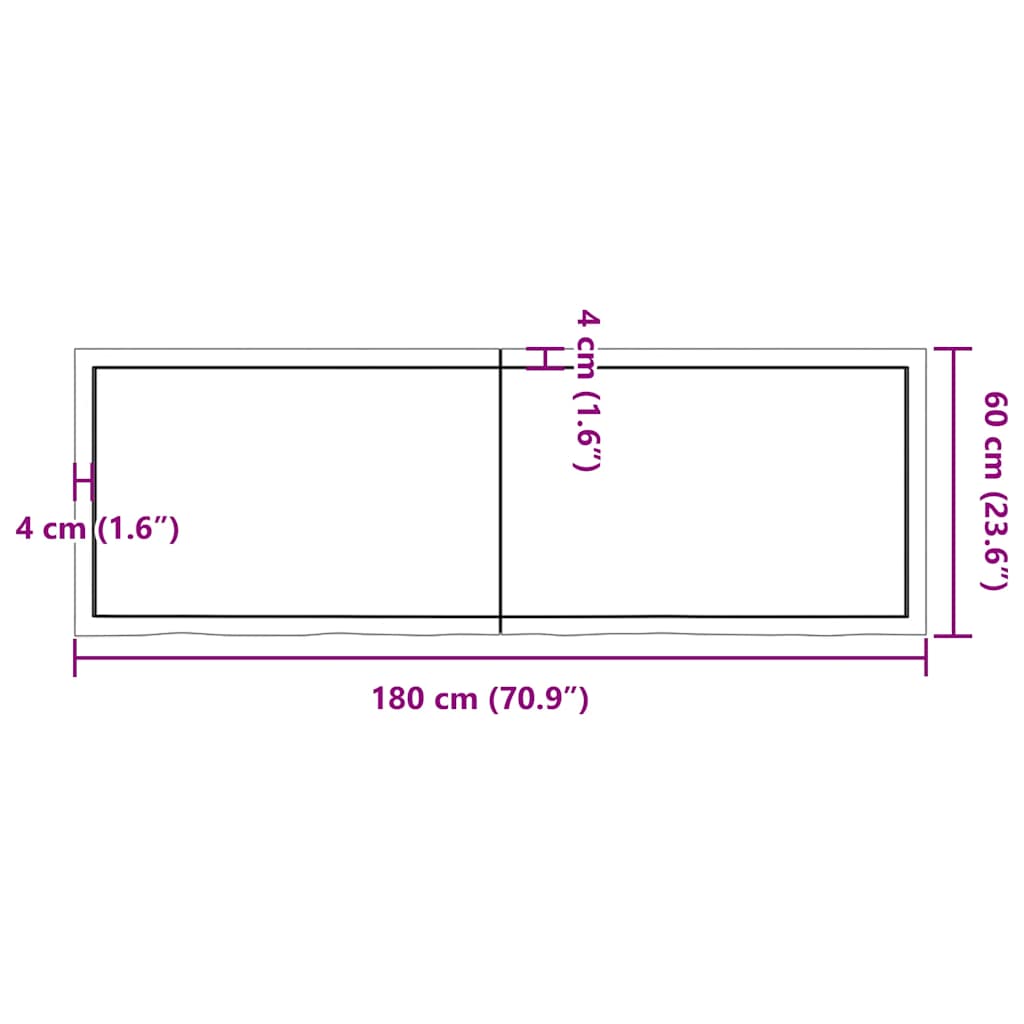Wastafelblad 180x60x(2-4) cm behandeld massief hout lichtbruin is nu te koop bij PeponiXL, paradijselijk wonen!
