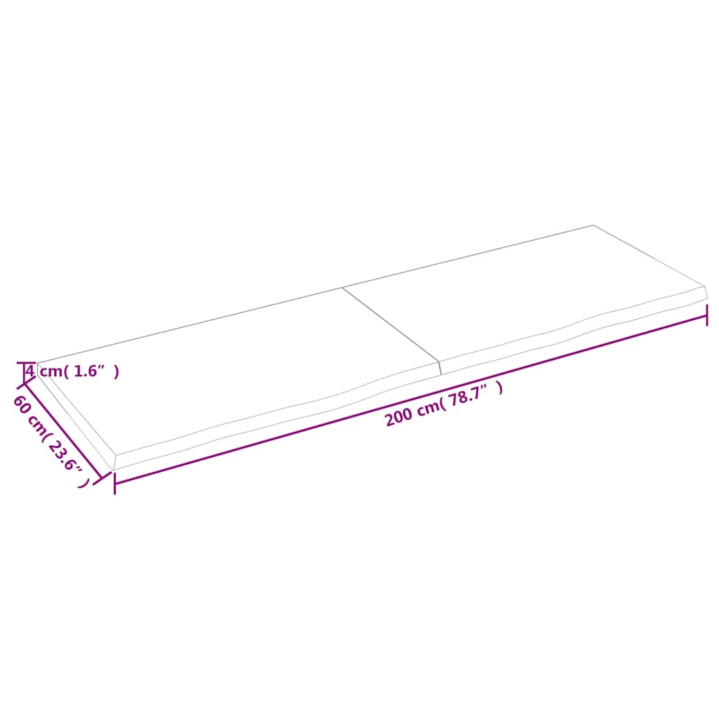 Wastafelblad 200x60x(2-4) cm behandeld massief hout lichtbruin is nu te koop bij PeponiXL, paradijselijk wonen!