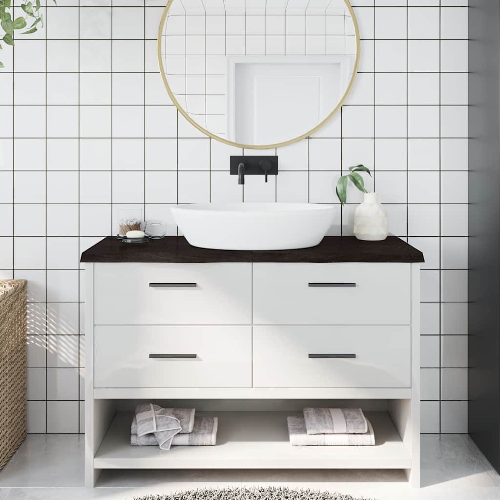 Wastafelblad 120x60x(2-4) cm behandeld massief hout donkerbruin is nu te koop bij PeponiXL, paradijselijk wonen!